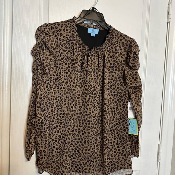 NWT Cece cheetah print blouse MSRP $89 - Picture 2 of 4